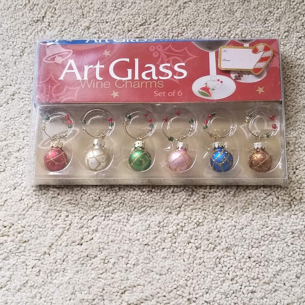Art Glass Wine Charms Set of 6